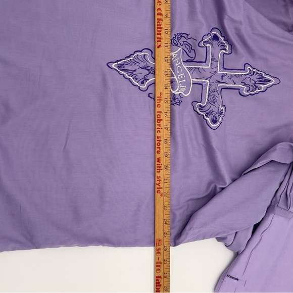 Angelino Men’s Dress Shirt 18 Lavender Cross Embroidery Button Front Cotton - Picture 13 of 15